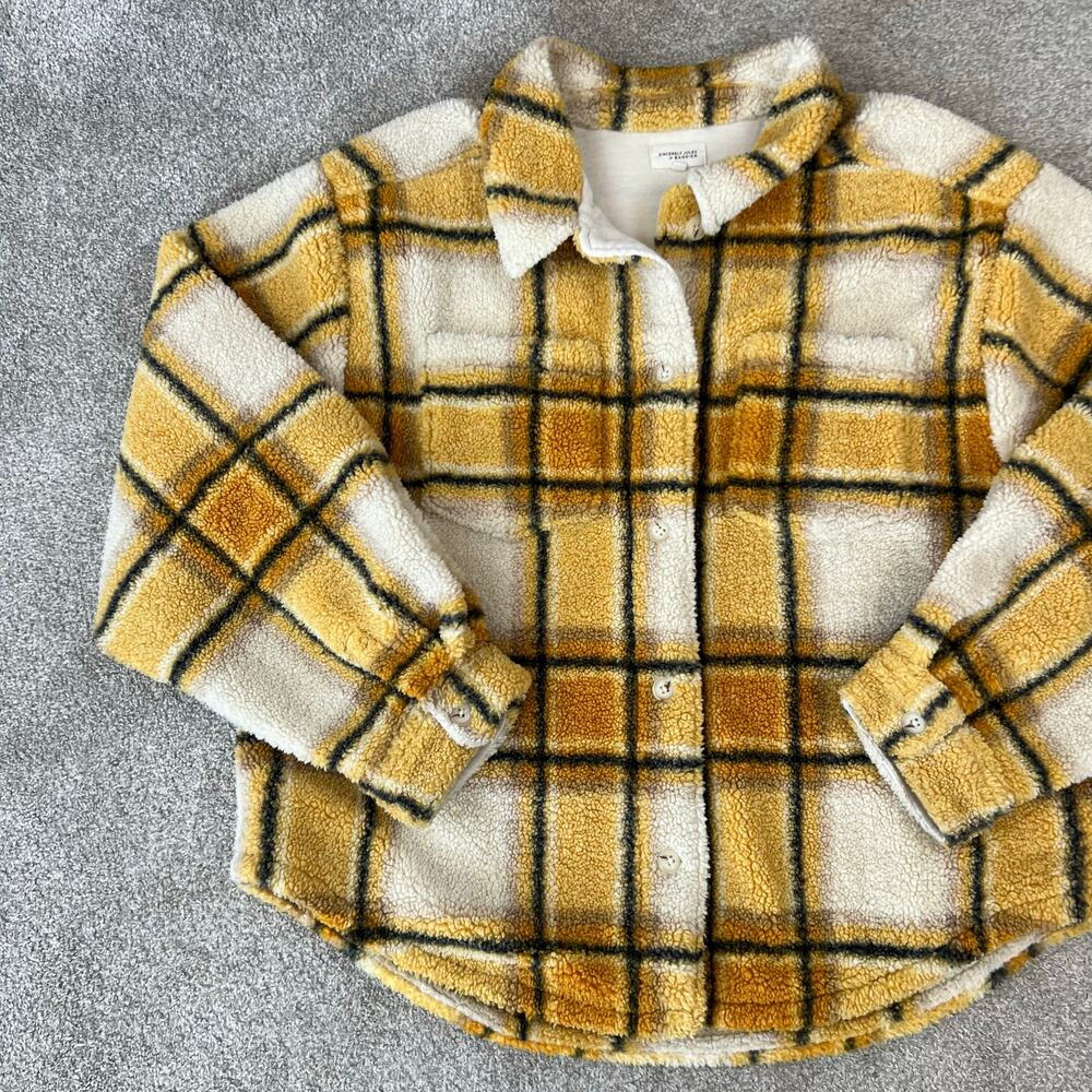 Sincerely Jules For Bandier Aspen Sherpa Jacket in Amber Plaid Shacket (Sz L) - Picture 8 of 11